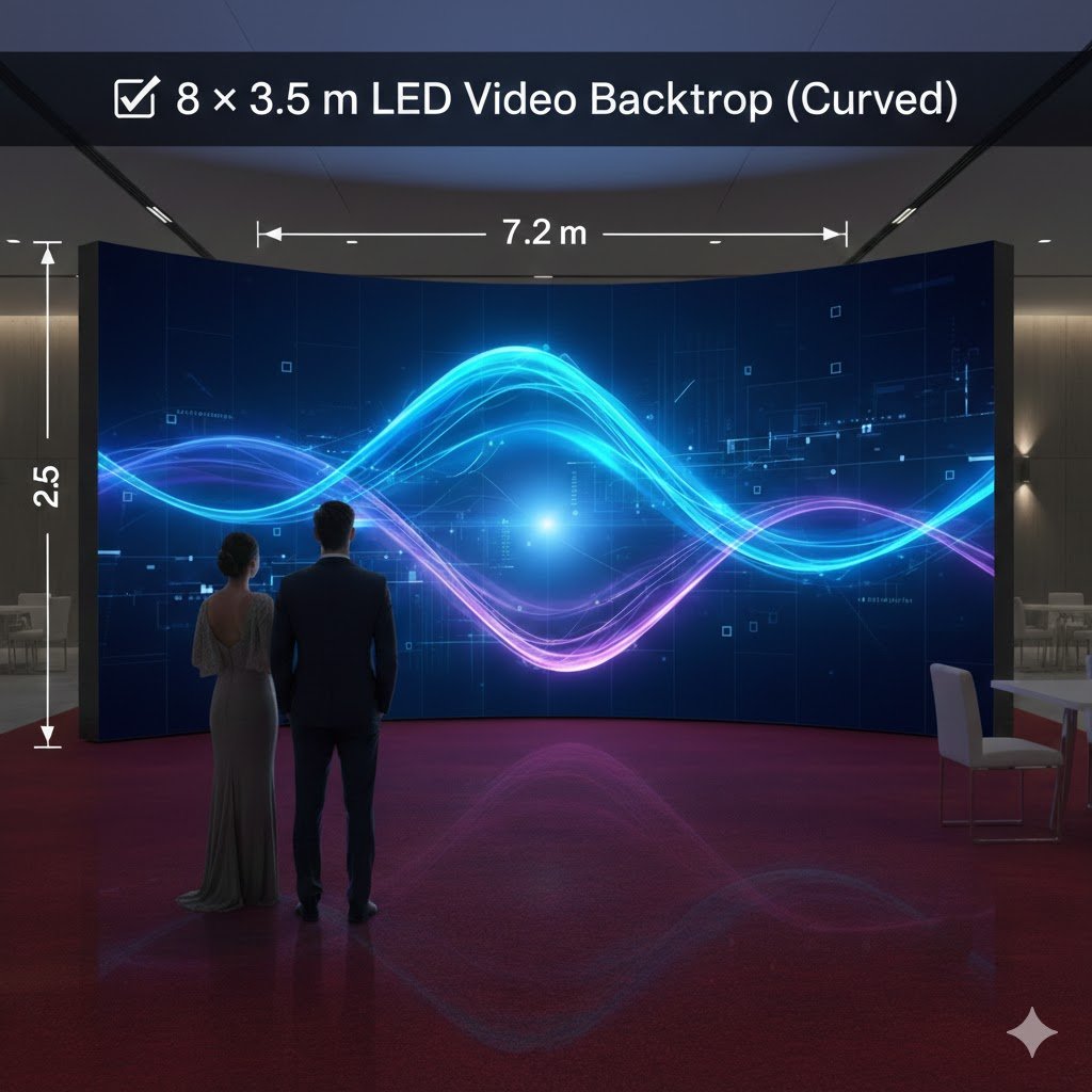 8 × 3.5 m LED Video Backdrop (Curved)