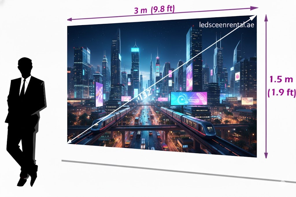 LED Screen 3 × 1.5 meters (132″)