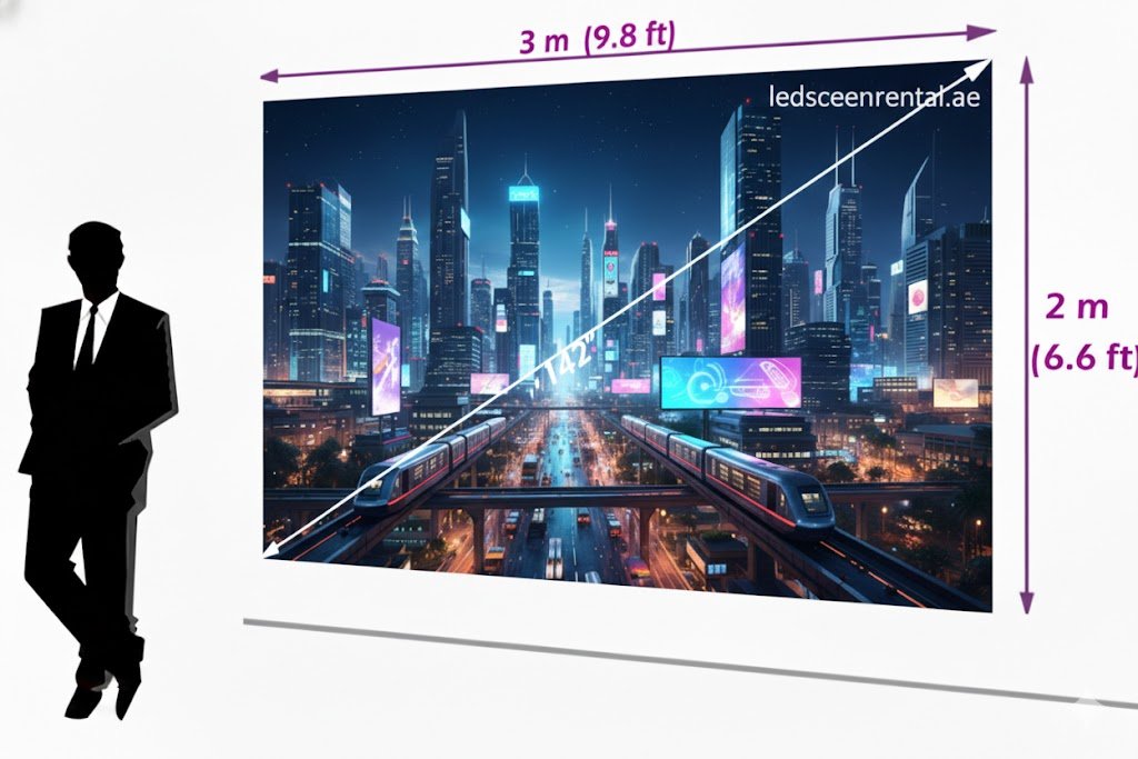 LED Screen 3 × 2 meters (142″)