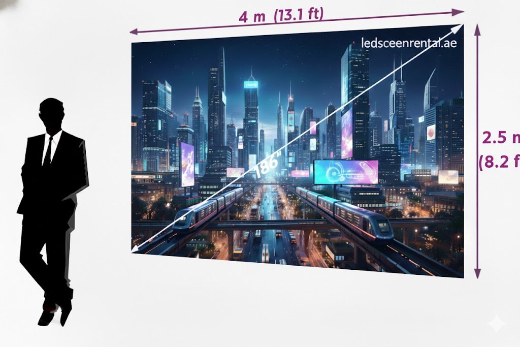 LED Screen 4 × 2.5 meters (186″)